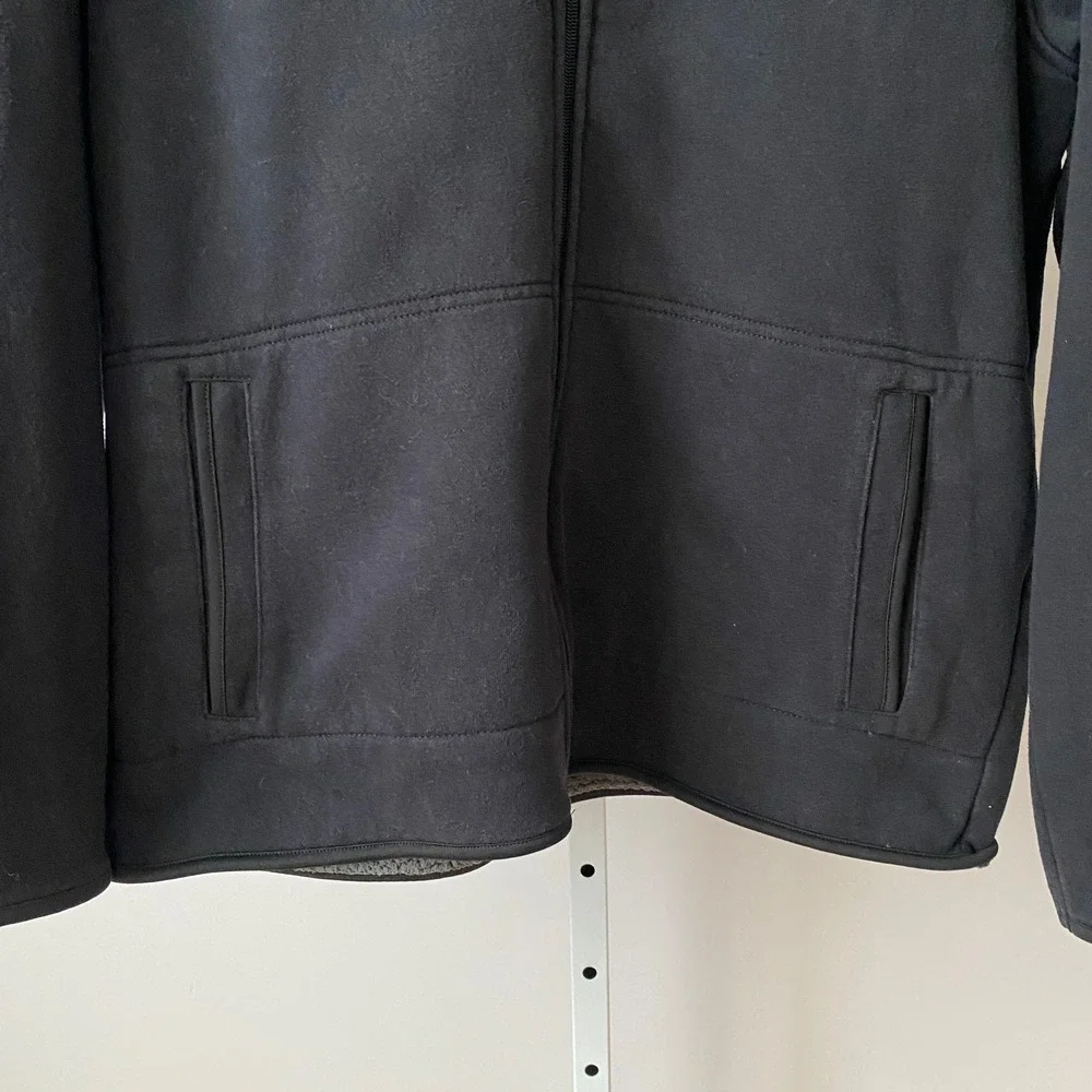 GH Bass & Co sz L Mens Black Full Zip Fleece Lined Jacket Sherpa Collar Outddoor